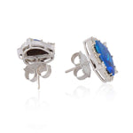 18k White Gold Micro Pave Natural Diamond Mix Opal Doublet Stud Earrings For Her