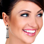 Shimmering Faceted Ice Beads Tassel Earrings Round Onyx Made In 18K Rose Gold For Her