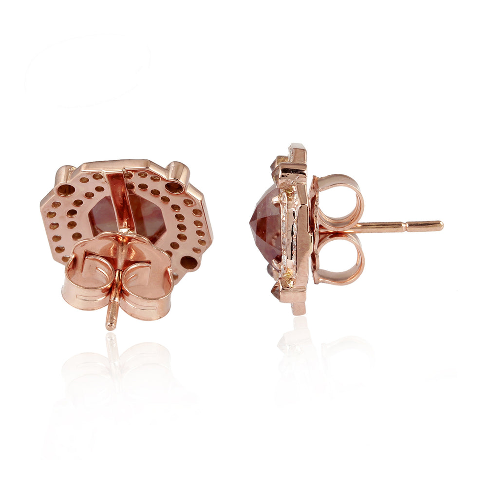 Ice Rose-Cut Diamond Vintage Halo Stud Earrings in 18K Rose Gold