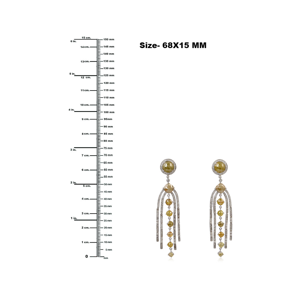 Natural Ice Diamond Multi-Bar Drop Earrings in 18K White Gold