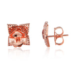 18K Rose Gold Prong Princess Cut Natural Ice Diamond Classic Stud Earrings