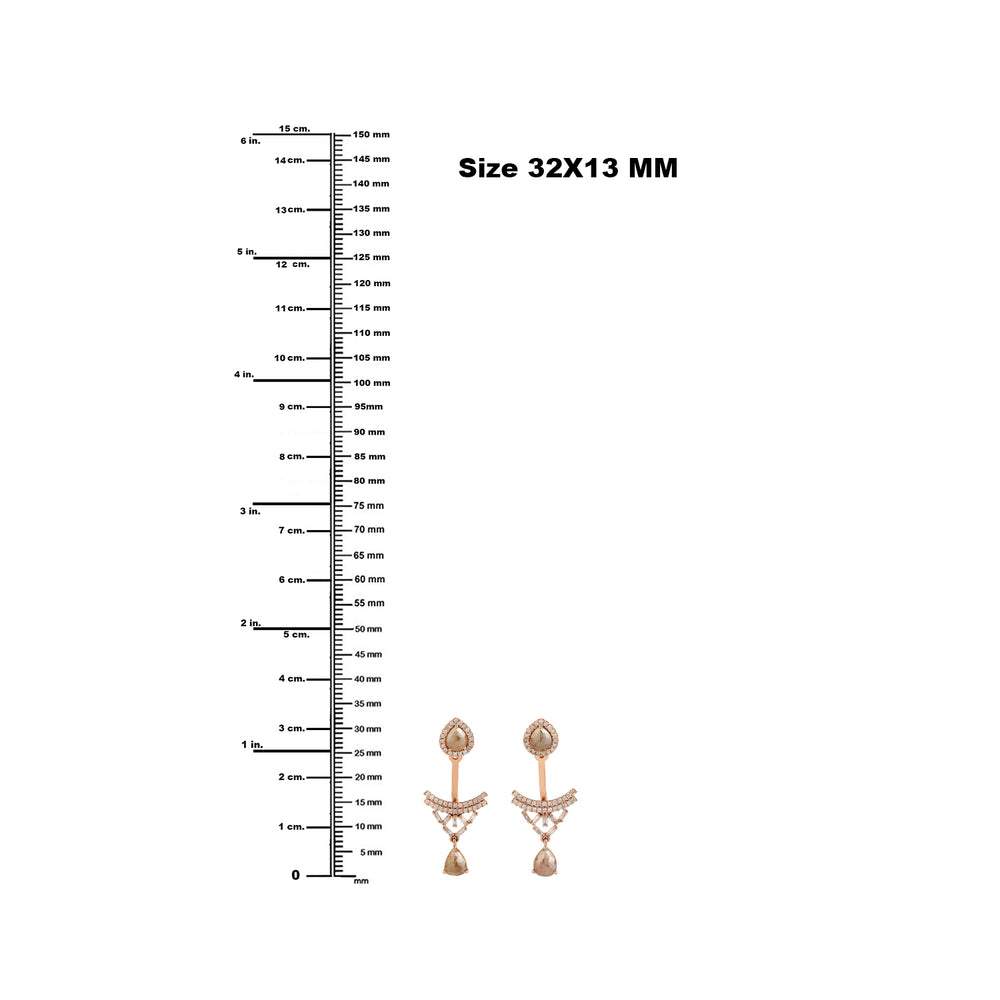 Natural Ice Diamond Ear Jacket Earrings In 18k Rose Gold