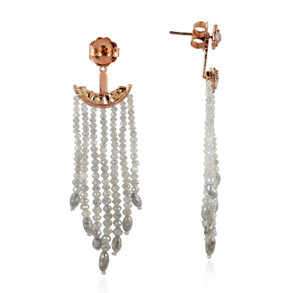 Ice Diamond Fringe Jacket Chandelier Earrings with Baguette Halo in 18K Rose Gold