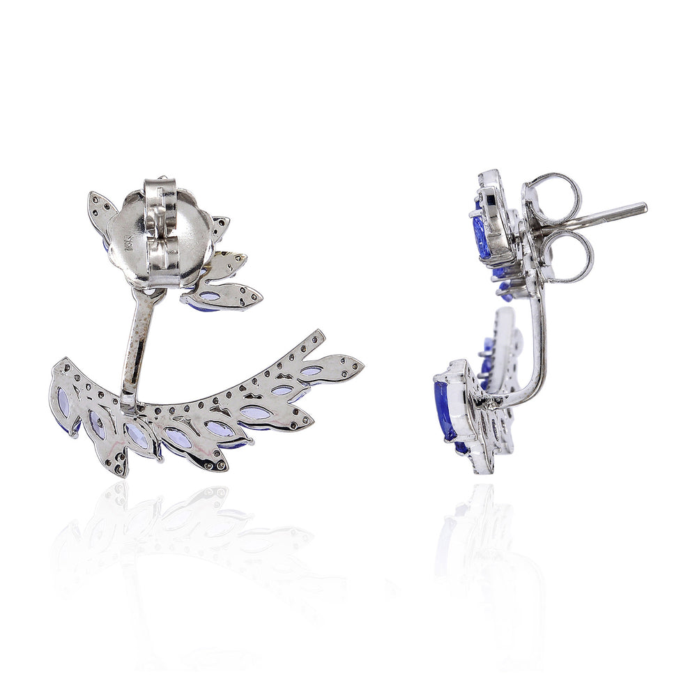 Marquise Tanzanite & Diamond Ear Jacket Earrings in 18K White Gold