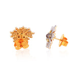 18K Yellow Gold Natural Ice Diamond Snow flex Stud Earrings April Birthstone For Her