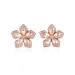 18K Rose Gold Natural Rose Cut Diamond Flower Stud Earrings For Christmas Gift