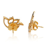 18K Yellow Gold Sparkling Essentials Floral Motifs Stud Earrings Natural Rose Cut