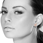 'Shimmering' 18K Rose Gold Leaf Stud Earrings With Natural Rose Cut Diamond For Her