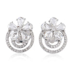 18K White Gold Prong Rose Cut Diamond Partywear Stud Earrings For Her