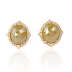 18K Yellow Gold Prong Oval Ice Diamond Minimal Stud Earrings jewelry For Christmas Gift