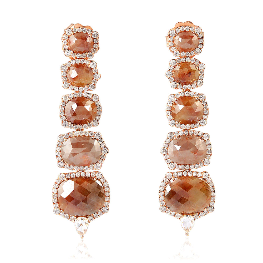 Natural Ice Rose-Cut Diamond Cascade Drop Earrings in 18K Rose Gold