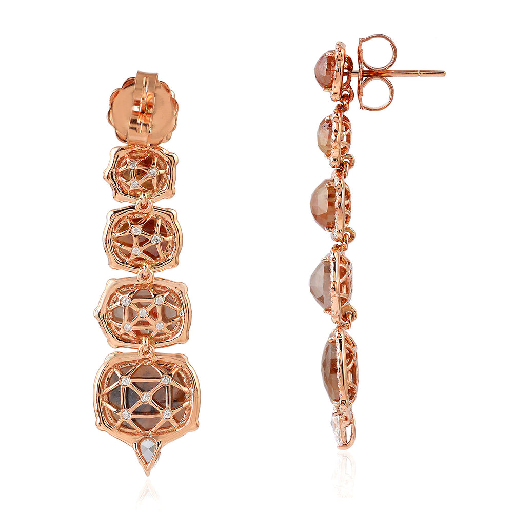 Natural Ice Rose-Cut Diamond Cascade Drop Earrings in 18K Rose Gold