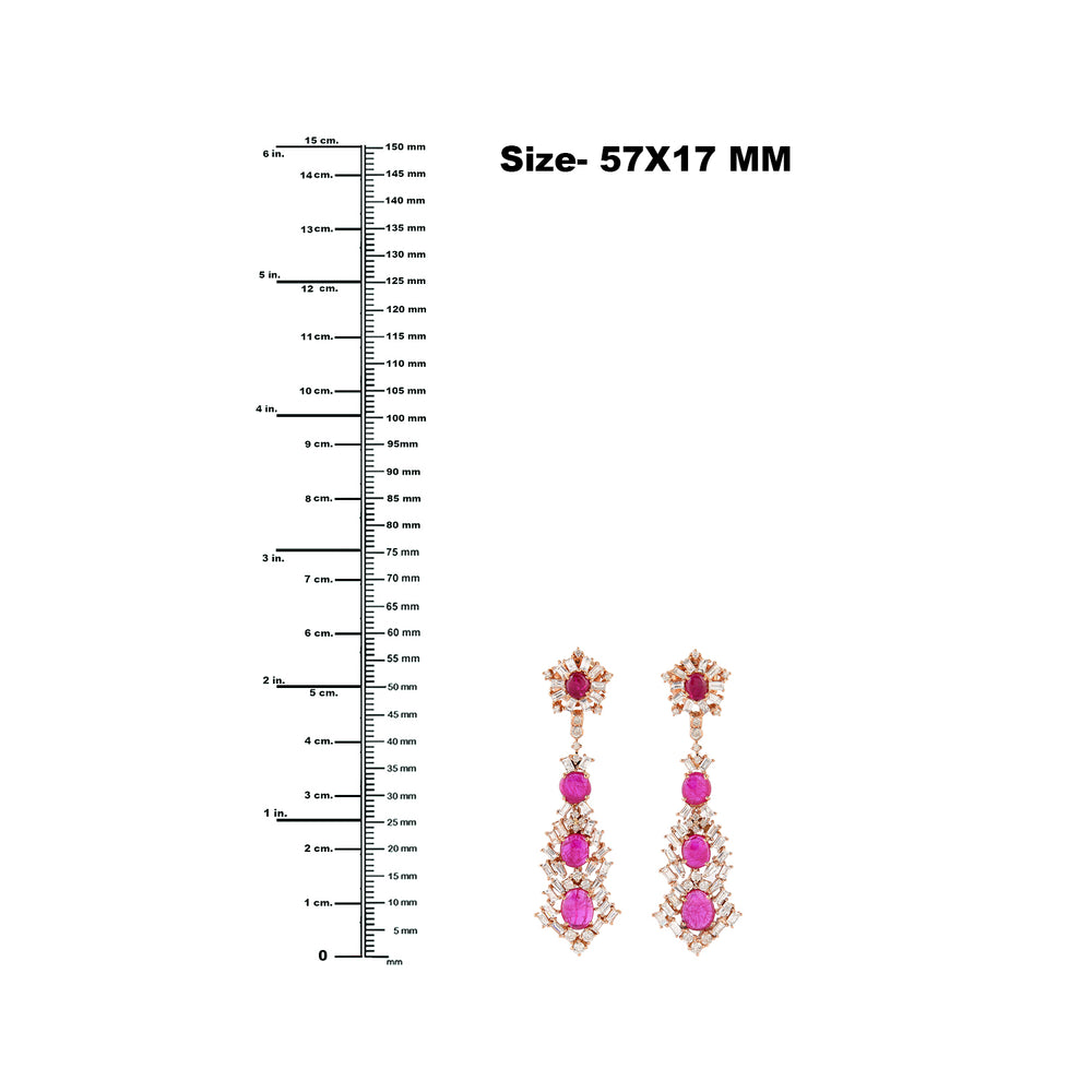 Slice Ruby Prong Natural Baguette Diamond Antique Dangler Made In 18K Rose Gold Sale