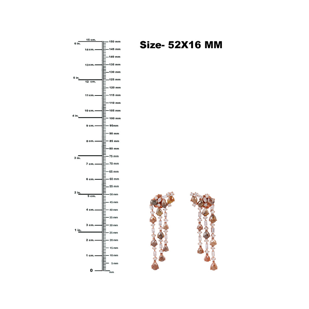 Pear Cut Ice Diamond Chandelier Earrings In 18k Rose Gold For Women