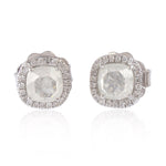 18K Solid White Gold Genuine Ice Diamond Art Deco Stud Earrings Jewelry For Gifts