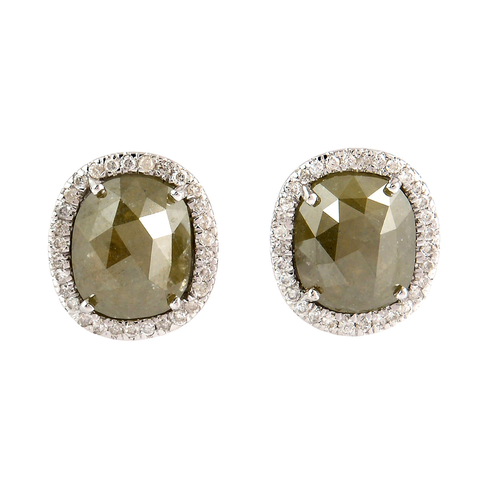 18K White Gold Handmade Ice Diamond Stud Earrings