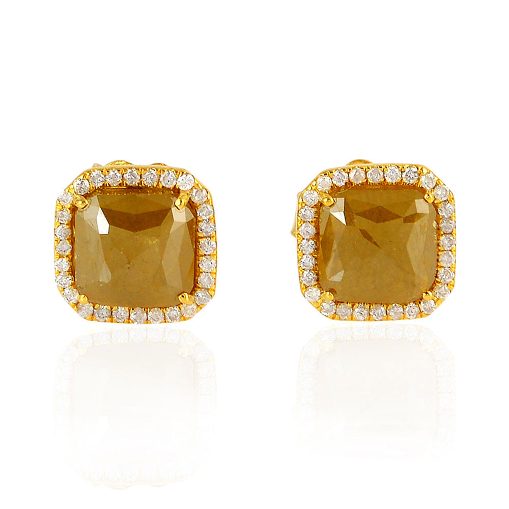 Solid Yellow Gold Prong Natural Ice Diamond Classic Stud For Christmas Gifts