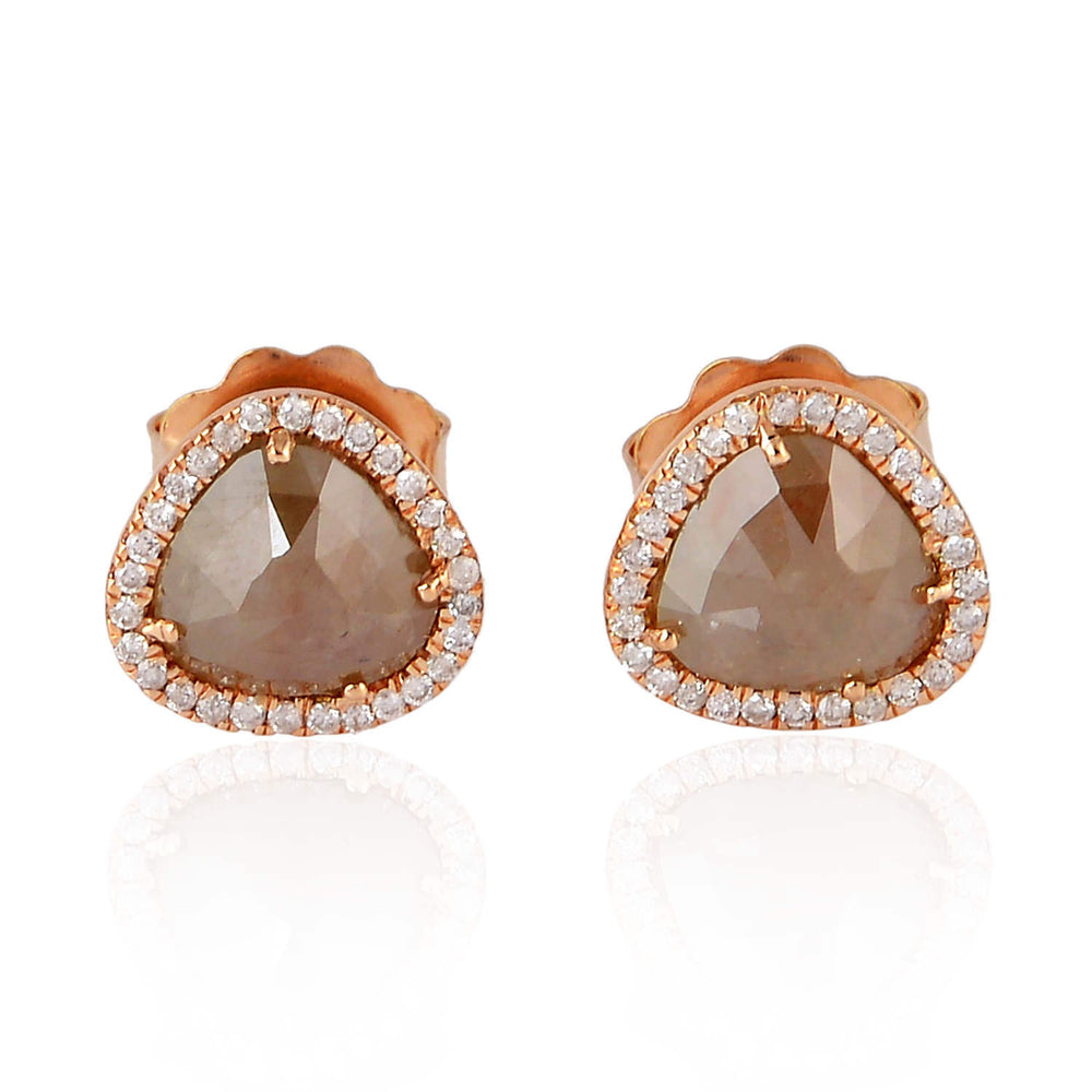 18K Rose Gold Triangle Ice Diamond Stud Earrings Jewelry For Women's