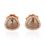 18K Rose Gold Triangle Ice Diamond Stud Earrings Jewelry For Women's