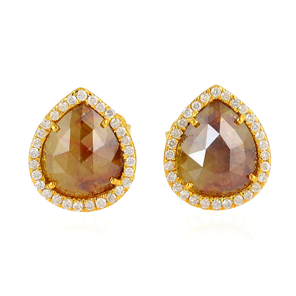 Trendy Pear Cut Ice Diamond Stud Earrings For Women In 18K Gold