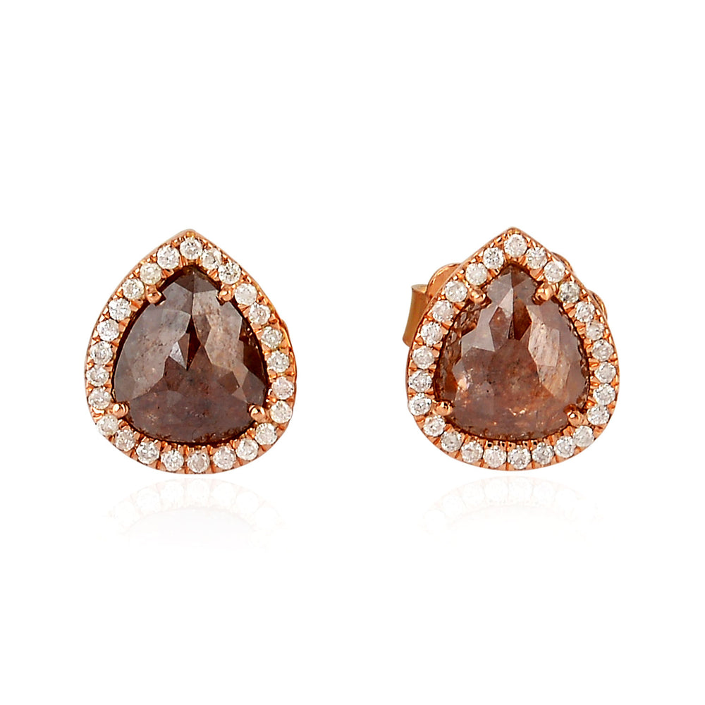 Natural Pear Cut Ice Diamond Drop Stud Earrings In 18K Rose Gold For Gifts