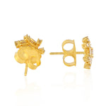 Natural Baguette Diamond Classic Stud Earrings In 18K Yellow Gold For Her