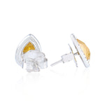 Solid 18k White Gold Natural Pear Ice Diamond Minimal Stud Earrings Jewelry For Women