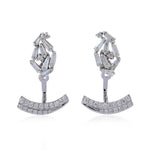 18k White Gold Prong Natural Baguette Designer Ear Jacket Jewelry For Her