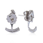 18k White Gold Prong Natural Baguette Designer Ear Jacket Jewelry For Her