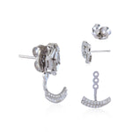 18k White Gold Prong Natural Baguette Designer Ear Jacket Jewelry For Her