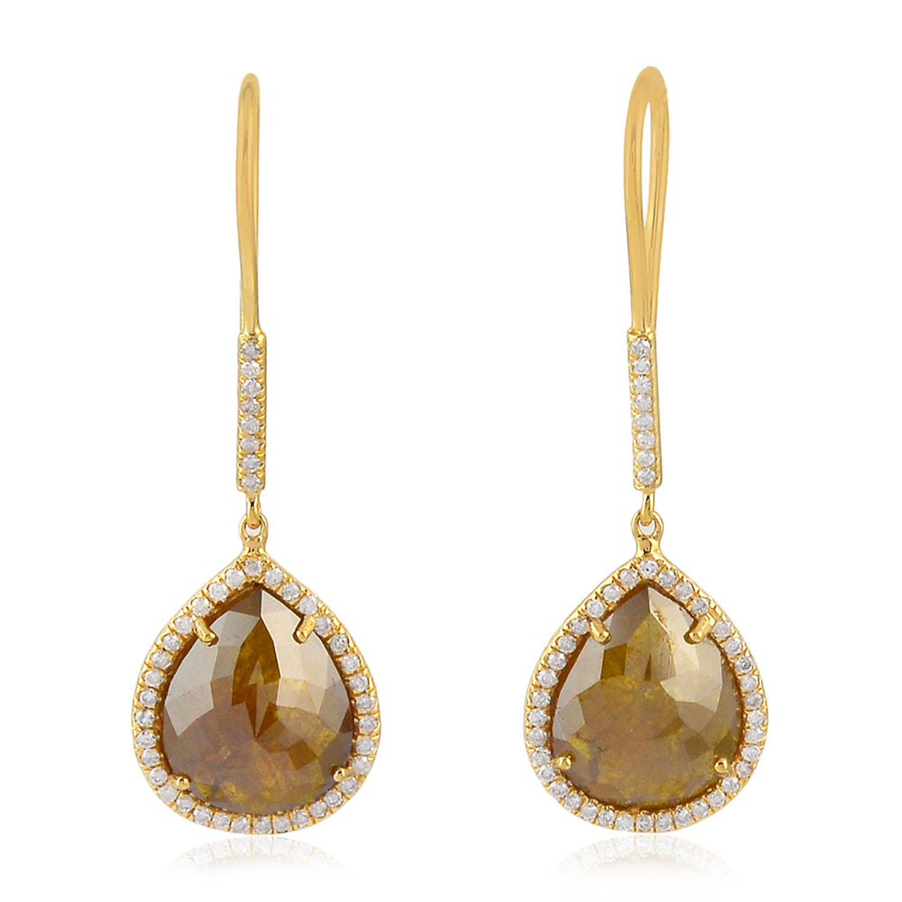 18K Yellow Gold Pear Cut Ice Diamond Ear Hook Earrings – Elegant Modern Drop Jewelry