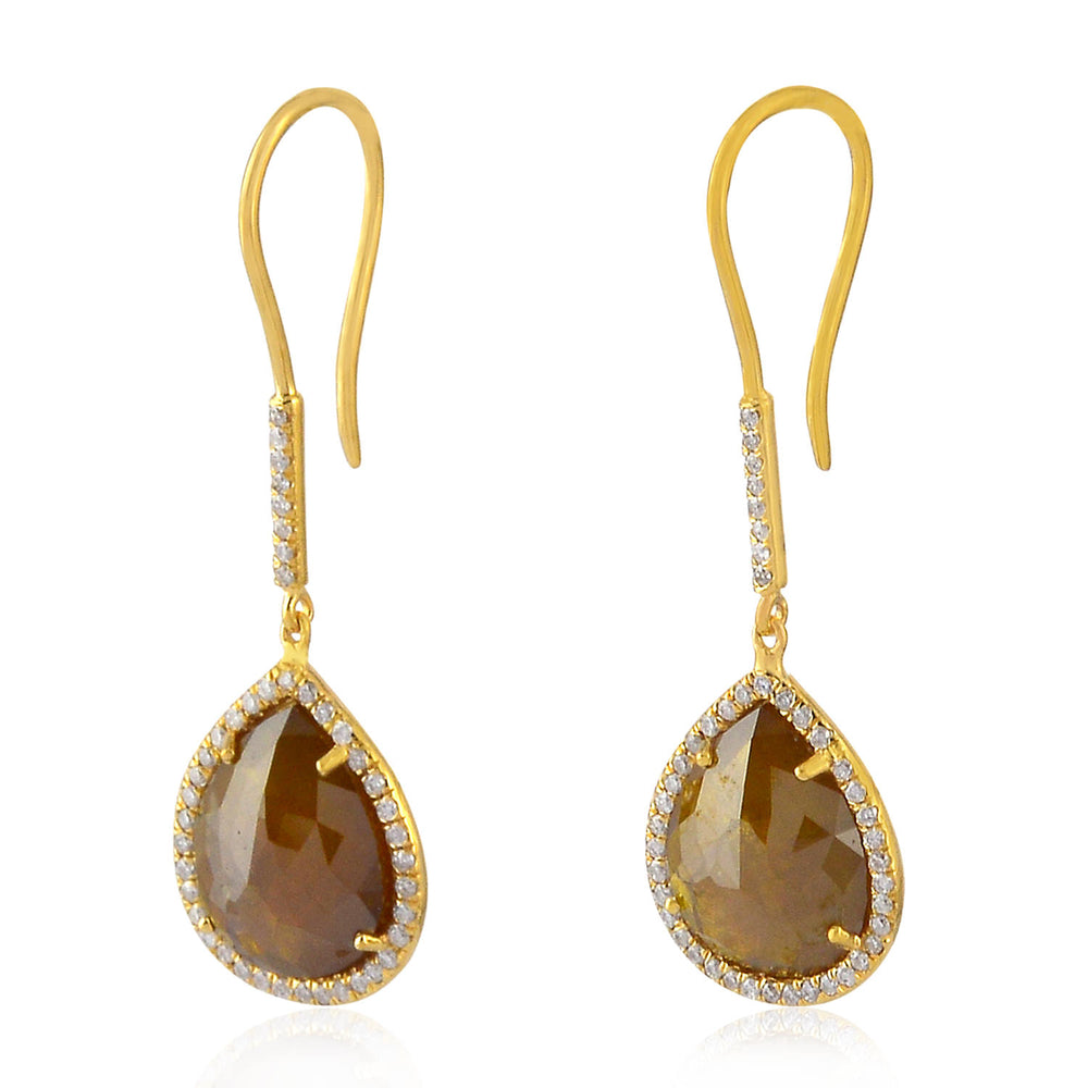 18K Yellow Gold Pear Cut Ice Diamond Ear Hook Earrings – Elegant Modern Drop Jewelry