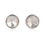 18K White Gold Bezel Set Uncut Diamond Stud Earrings Fine Jewelry For Gift