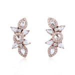 18K Rose Gold Designer Stud Earrings Prong Natural Rose Cut Diamond Jewelry For Her