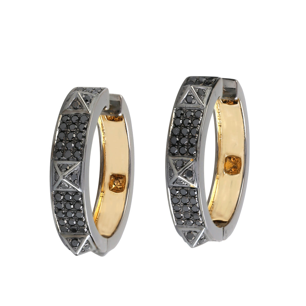 18K Yellow Gold Silver Micro Pave Diamond Hoop Earrings Jewelry