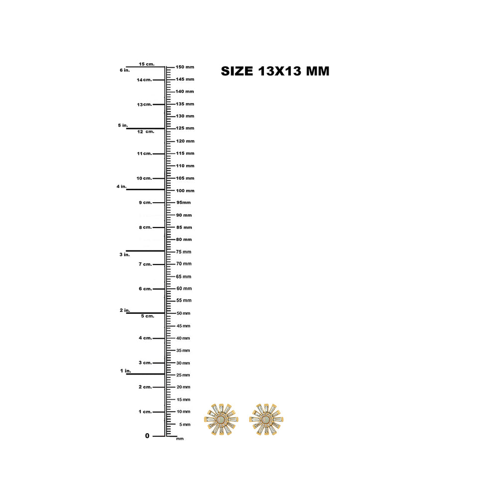 Baguette Aquamarine Opal Ethiopian Gemstone Pave Diamond Floral Earrings In Gold