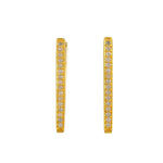 18K Yellow Gold Pave Natural Diamond V Shape Hoop Earrings For Birthday Gift