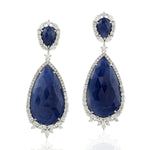 Pear Cut Sapphire Diamond Tear Drop Danglers In 18k White Gold For Her