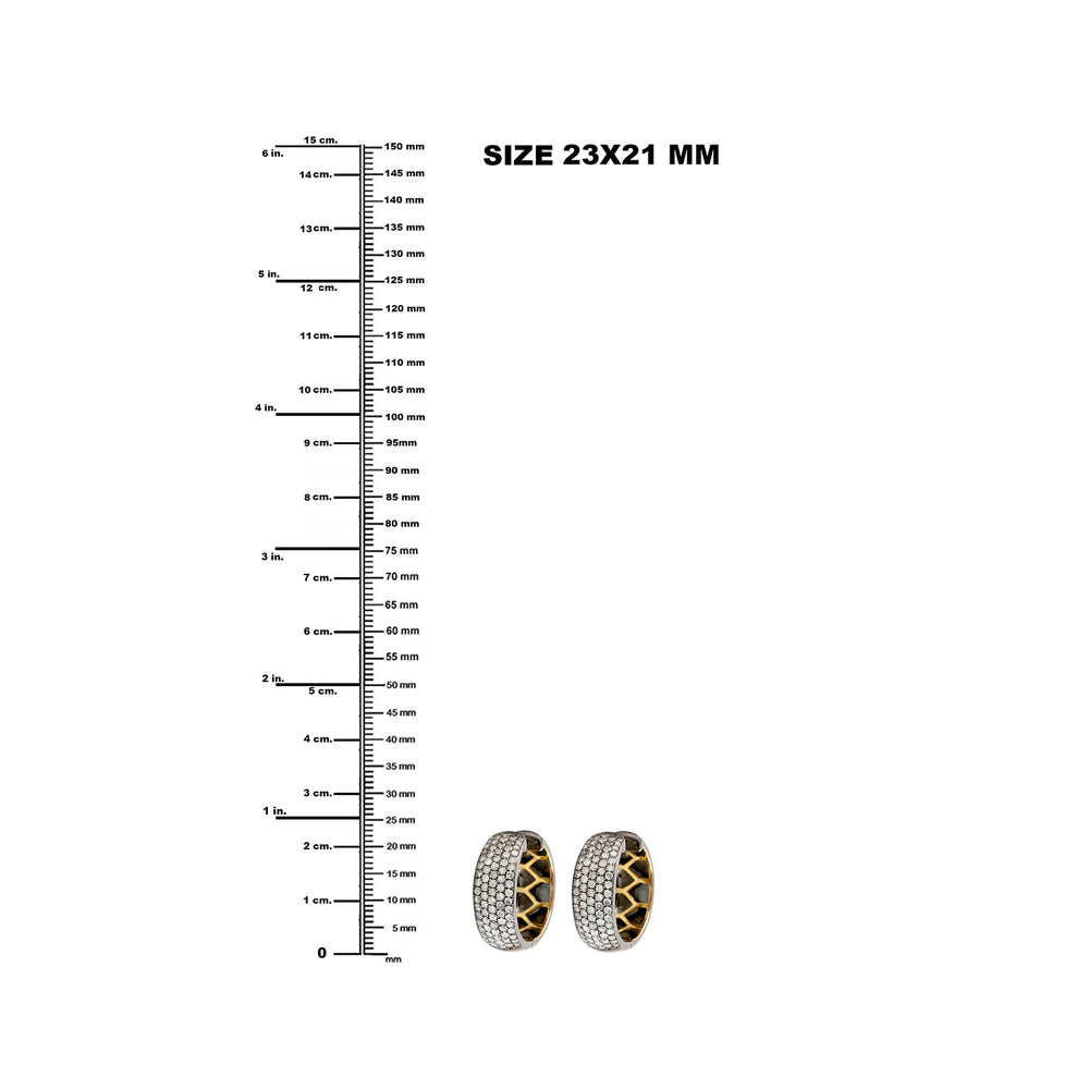 Pave Diamond Huggie Hoop Earrings in 18K Gold Silver