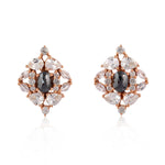 Marquise Pear White Sapphire Prong Oval Black Diamond Stud 18K Rose Gold