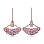 Round Pink Sapphire Rose Cut Diamond Diya's Dangler 18K Rose Gold Jewelry For Her