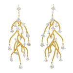 18K Yellow White Gold Brilliants Lightning Bolt Chandelier Natural Rose Cut Diamond Jewelry