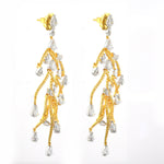 18K Yellow White Gold Brilliants Lightning Bolt Chandelier Natural Rose Cut Diamond Jewelry