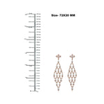 18K Rose Gold Prong Natural Rose Cut Diamond Geometric Chandelier Earrings For Wedding