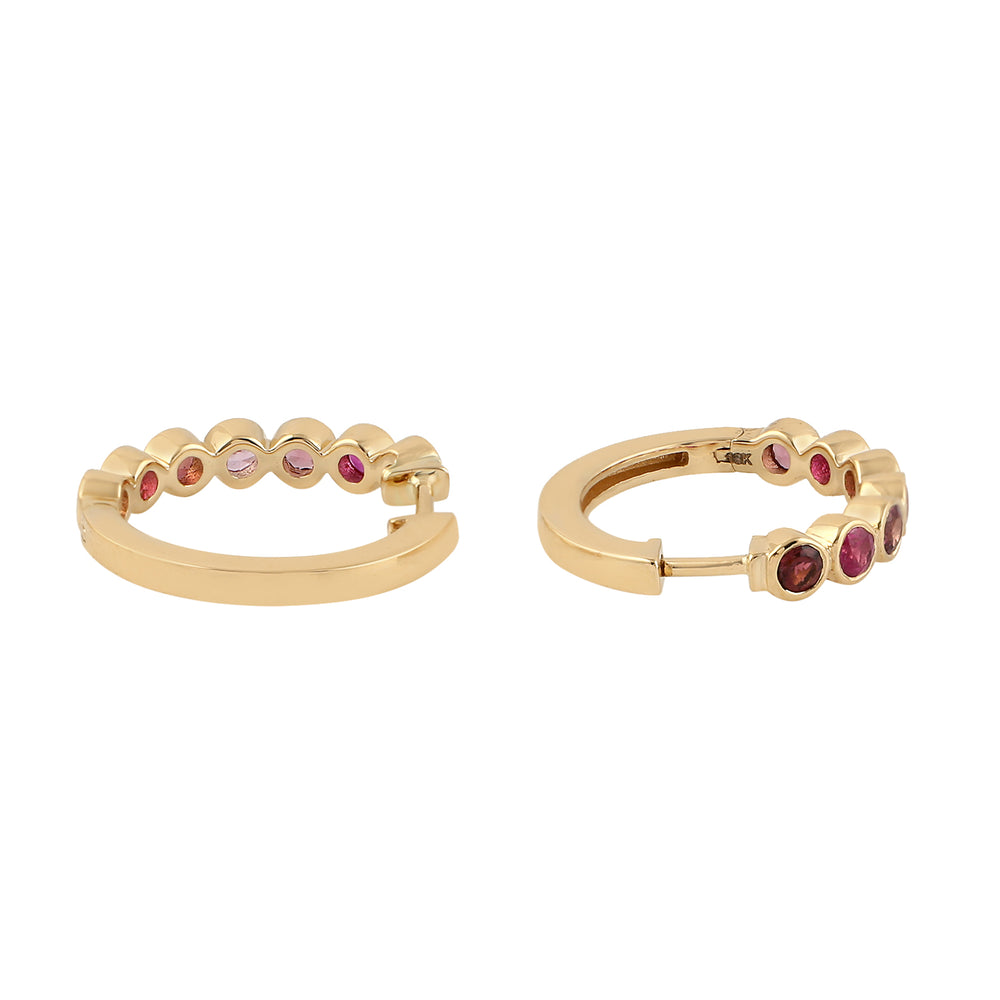 Rhodolite Ruby Multi Gemstone Hoop Earrings In 18k Yellow Gold Jewelry
