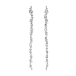 18K White Gold Natural Baguette Diamond Long Dangler Earrings Fashion Jewelry