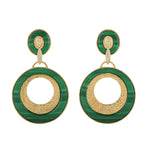 Malachite Diamond Designer Danglers In 18k Yellow Gold For Her