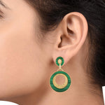 Malachite Diamond Designer Danglers In 18k Yellow Gold For Her