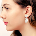 Pearl Chinese Natural Pave Diamond Nugget Earrings 18k Yellow Gold