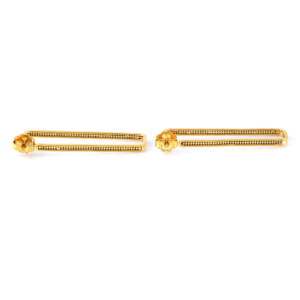 Micro Pave Black Diamond Rectangular Hoop Earrings in 14K Yellow Gold